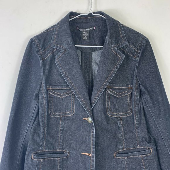 Pierre Cardin Wm Button Dark Jean Jacket Sz 10 - Picture 2 of 6